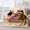 Masha Bear Personalized Text Blanket Multi-purpose Personalized Blanket Soft & Cozy Versatile for Chair Living Room Bed Office for All Occasions