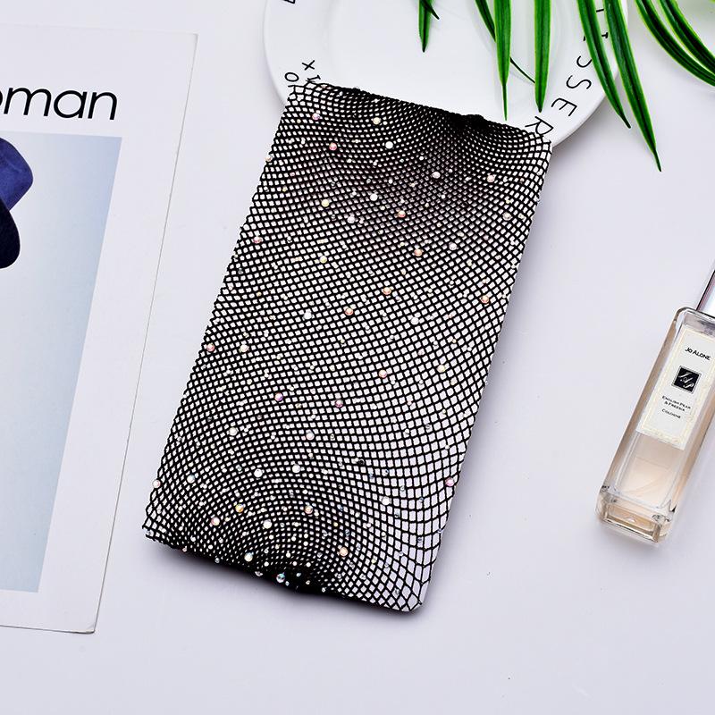 Women's Sexy Black Transparent Thin Knitted Breathable Nylon Pantyhose Tights Glitter Mesh Fishnet Stocking Shiny Diamonds