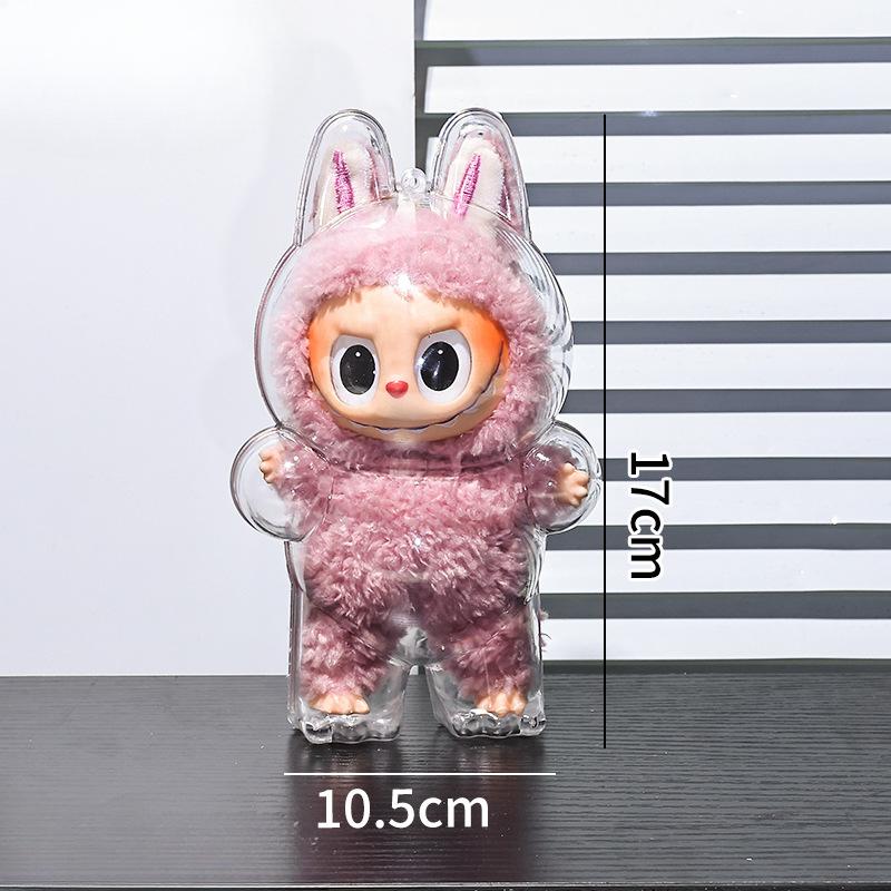 (No Doll)LABUBU Doll Transparent Protective Case, First-generation Labubu, Second-generation Party Backpack Pendant Storage Display Box