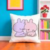 A-Asamimichan Housse de coussin Lapin Mignon Tissu Pelucheux Doux Imprimé Double Face Canapé Cadeau Chaleureux Hiver Housse de Coussin