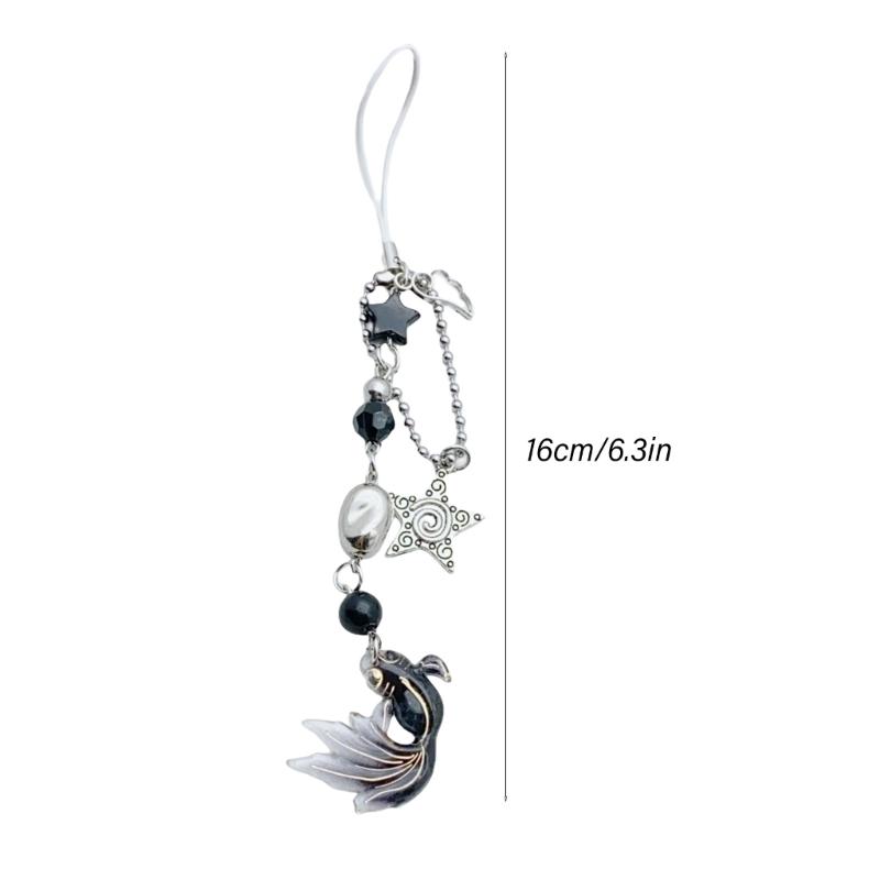 Unique Handmade Fish Star Pattern Bead Phone Hanging Decoration Fits All Phone Models Daily Use Stylish Outfits