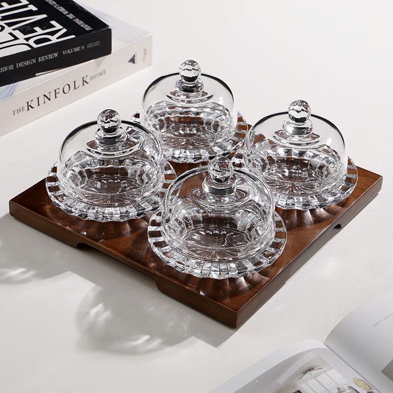 Transparent Glass Divided Snack & Fruit Serving Tray