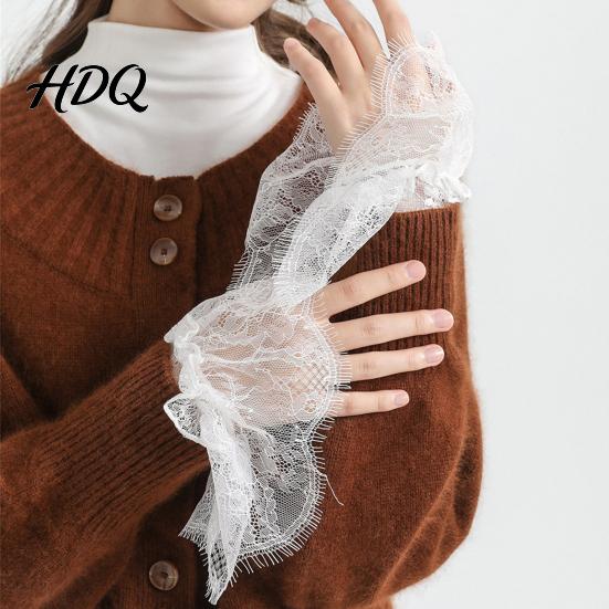 Fake Sleeves for Women Lace Sleeve Cuffs Elastic Wrist Detachable False Romantic Cuffs Elegant Clothing Accessory Wedding Cosplay Halloween