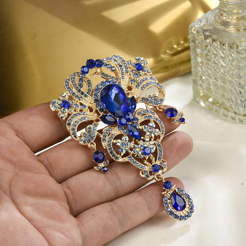 

Женская винтажная брошь в виде полого цветка со стразами, стеклянная подвеска, корсаж, булавка для костюма для банкетной вечеринки