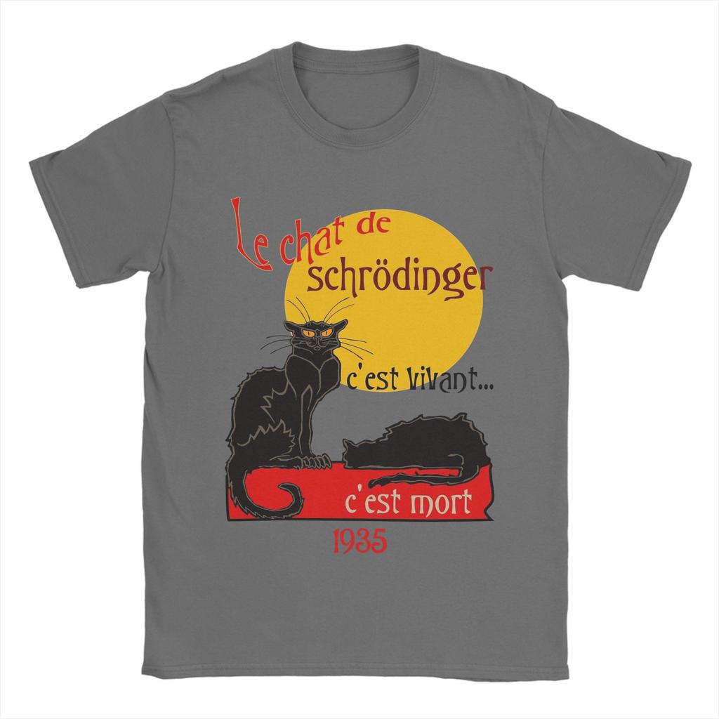 Schrodinger's Cat Physics Science T Shirts for Men Cotton Vintage T-Shirts Crewneck  Tee Shirt Short Sleeve Tops Gift Idea