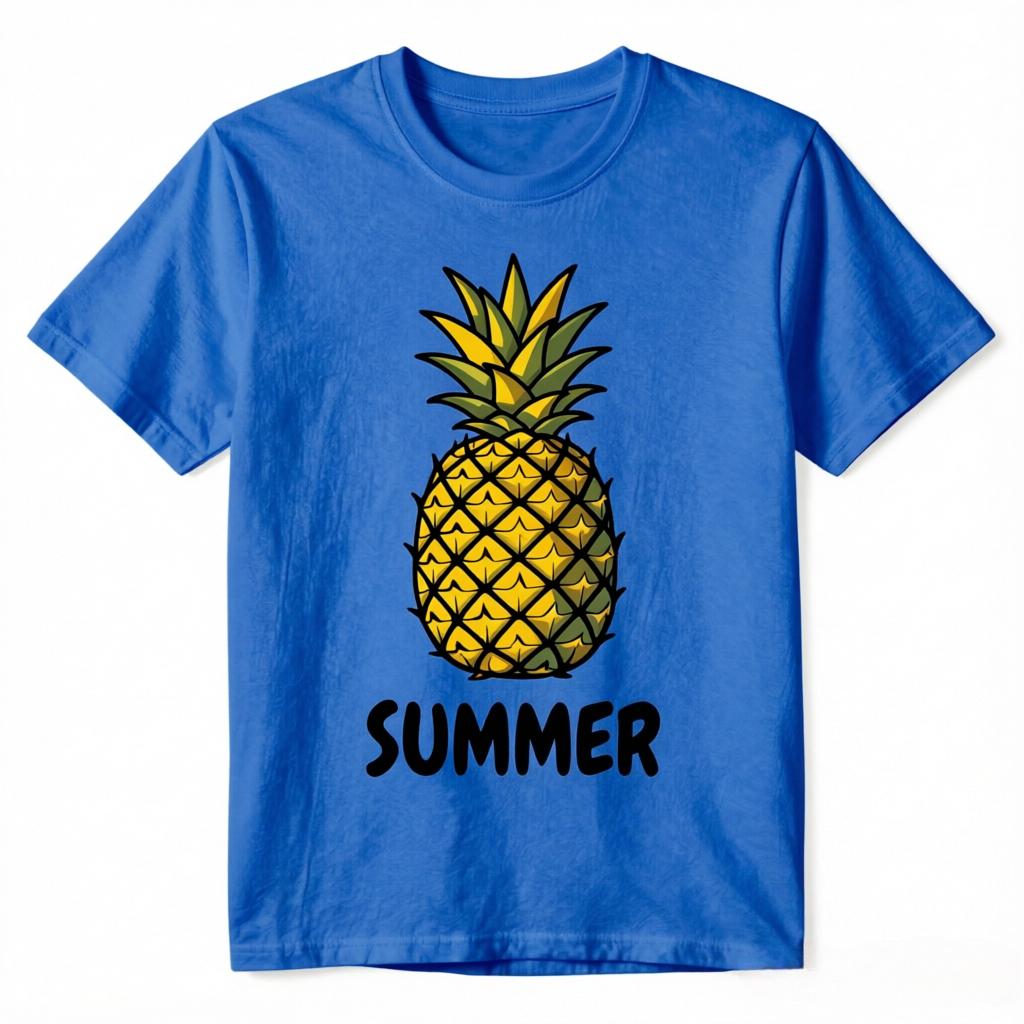 Summer Cartoon Pineapple Print Tshirt Unisex Unisex Casual Cotton Tee Short Sleeve Tropical Fruit Graphic Unisex Tops