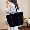 Yogodlns Designer Rivet Faux Suede Underarm Shoulder Bag Large Capacity Shopper Tote Bag Winter Handbags Coffee Black