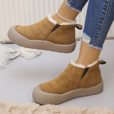 Winter Damen Stiefeletten Lässige Warme Rutschfeste Stiefel Outdoor Dicke Slipper Schneestiefel Damen Retro Verdickte Flusen Schuhe Weiblich