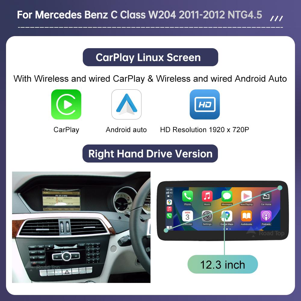 Linux Touch Screen for Mercedes Benz C Class W204 S204 2011-2012 Multimedia Wireless Carplay Android Auto Mirroring Player