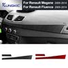 Für Renault Fluence Megane RS 2009 2010 2011 2012 2013 2014 LHD RHD Armaturenbrettleiste Zierleiste Echter weicher Kohlefaser-Aufkleber