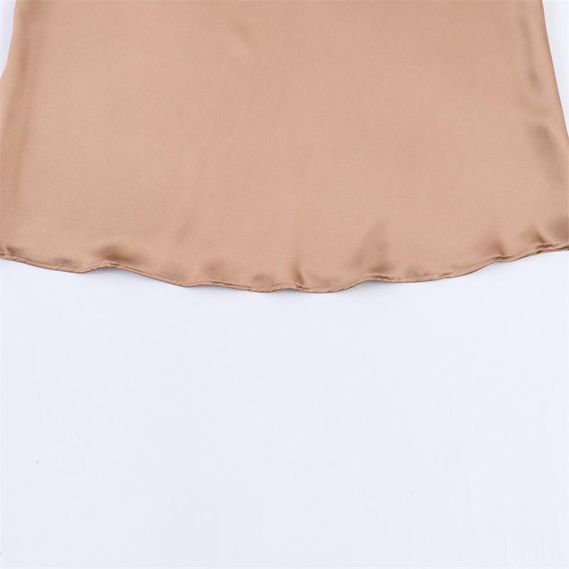 Spring 2026 Asymmetrical Sleeve Silk Satin Midi Dress