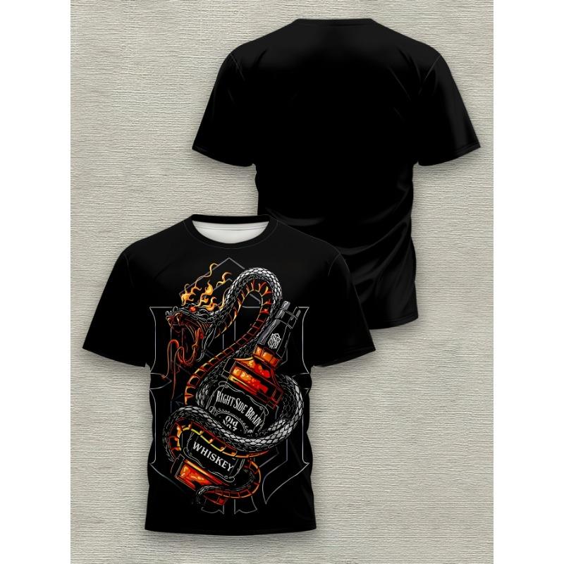 Men's Novel T-shirt Casual Breathable Short Sleeved Pattern Print