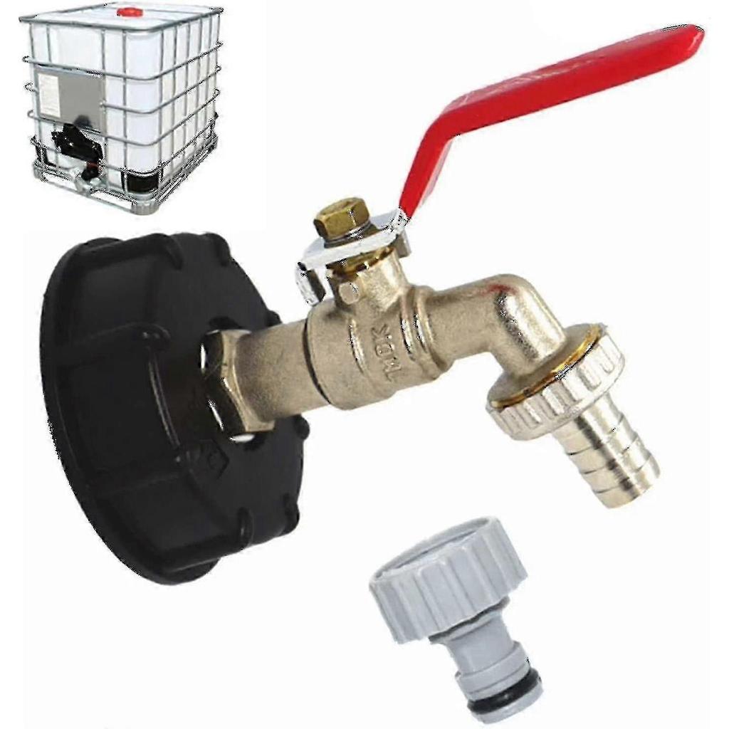 1000L IBC Tank Tap Connector S60x6 with 1/2 Inch Hose Adapter for Garden Water Drainage and Liquid Transfer Applications
