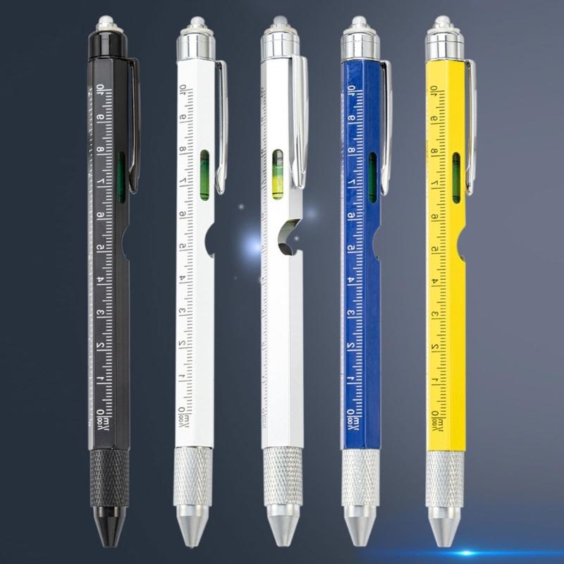 7-in-1 Multitool Tech Tool Stift Schraubenzieher Stift Wasserwaage Kugelschreiber Metall Werkzeug Stift Multitool Stift Handwerkzeug
