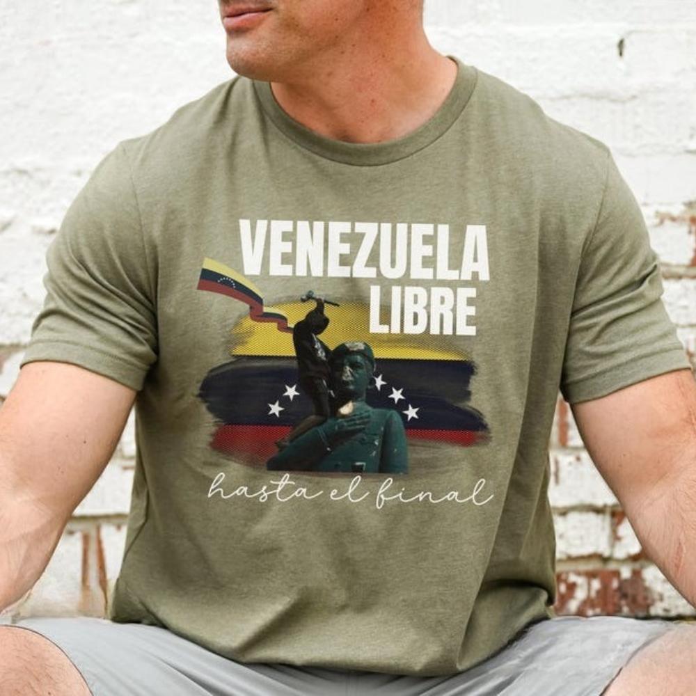 

Venezuela Libre Flag Graphic T Shirts Woman Man Con Venezuela Hasta El Final Tshirt Fashion Casual Cotton Shortsleev Hiphop 4XL