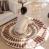 Brown Dots Round Rug Light Luxury Coffee Table Sofa Cushion Carpet for Living Room Bedroom Fluffy Soft Mat Washable Izable