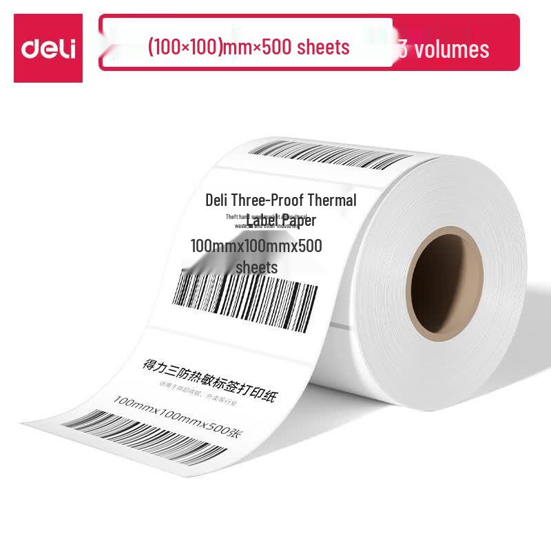 Deli 100x100mm Thermal Label Paper (3 Rolls)
