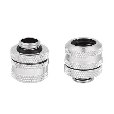 2PCS Silver/Black Pass-Through Fittings OD 14MM Extender Connector Hard Tube Fitting PC Cooling