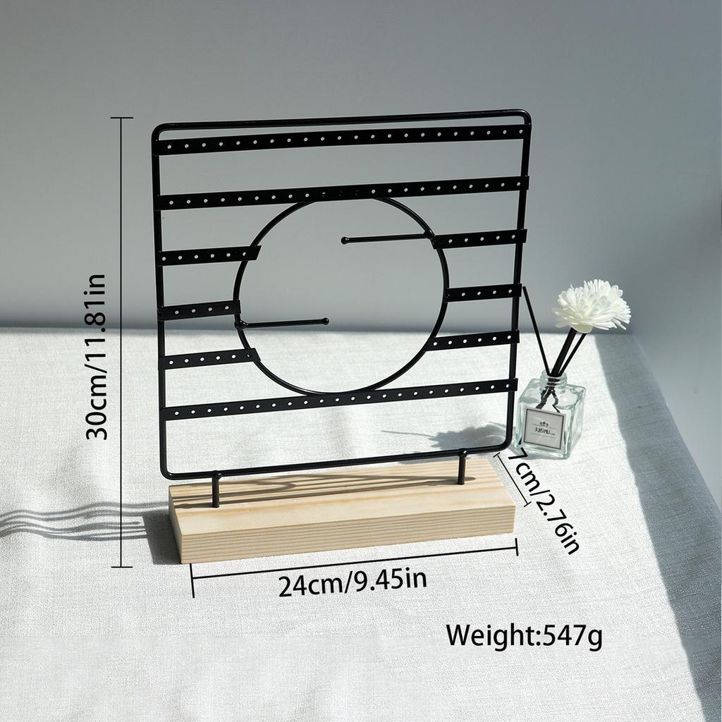 Earring Display Holder,Metal 3 Layers Jewelry Storage Organizer Wood Base Stand Tree,Bracelet Necklace Ear Stud Rack Gift