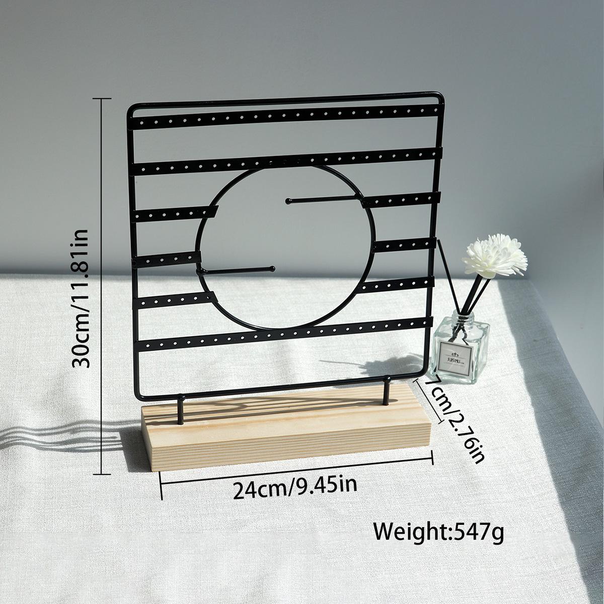 

Earring Display Holder,Metal 3 Layers Jewelry Storage Organizer Wood Base Stand Tree,Bracelet Necklace Ear Stud Rack Gift чорний