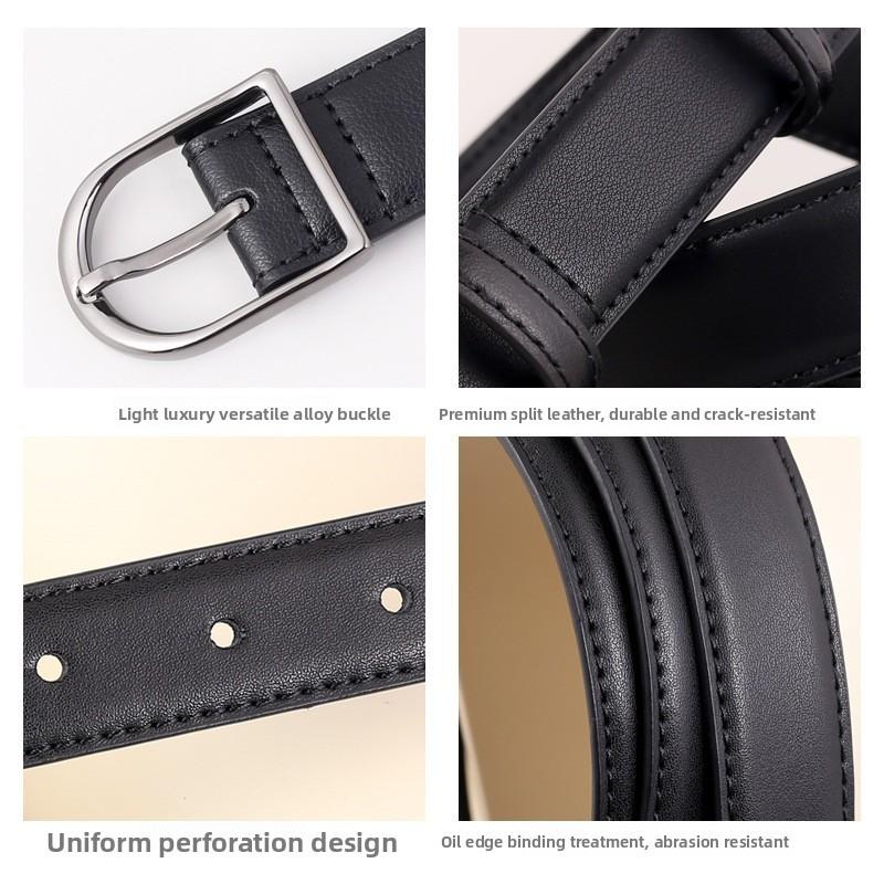 Genuine Leather Womens Belt With Metal Pin Buckle For Casual Or Office Wear