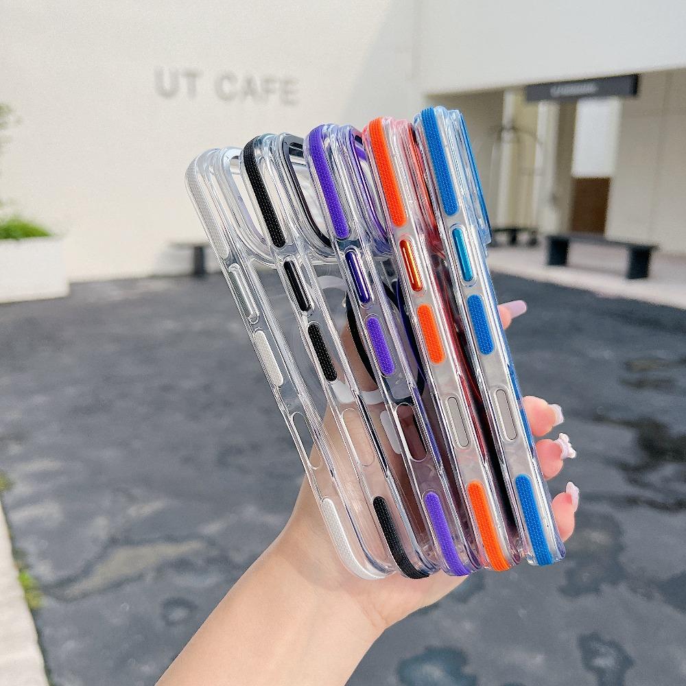 Luxury Transparent Magnetic for Magsafe Case For iPhone 17 Pro Max Air 16 15 14 Plus13 12 11 Colorful Border Shockproof Cover