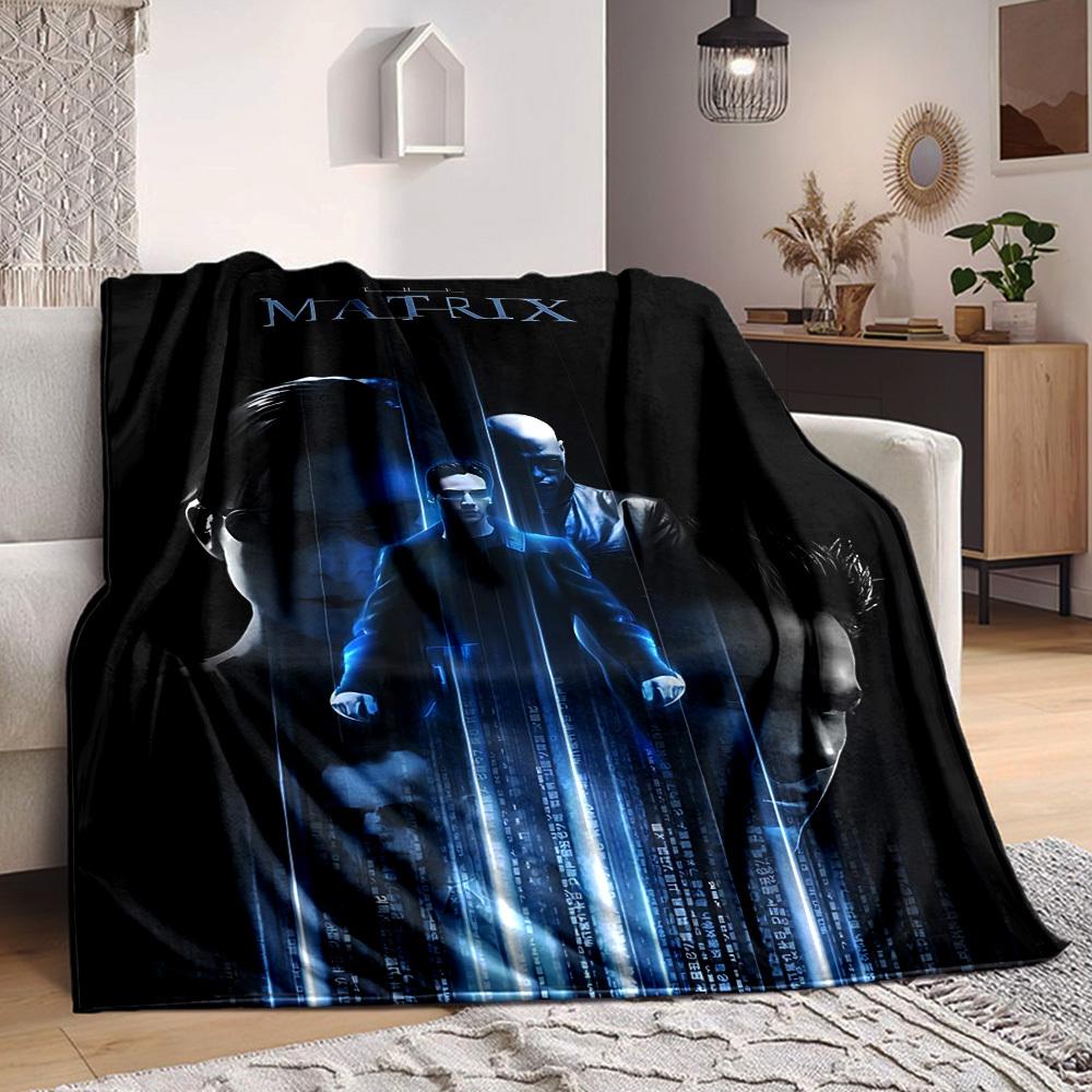 1pc Matrix, Neo Blanket Lightweight Flannel Throw For Sofa, Bed, Travel, Livingroom, Office, Couch, Chair, And Bed