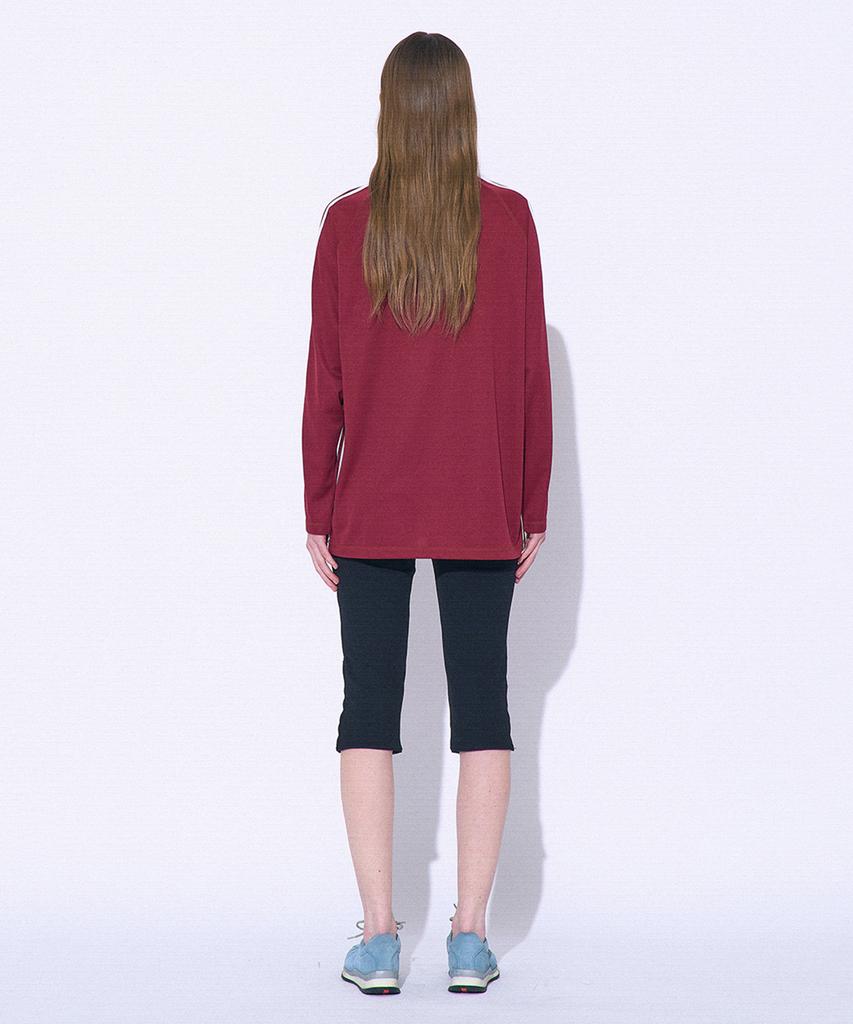 PARTIMENTO WOMEN Striped Football Jersey Ls Tee_Burgundy