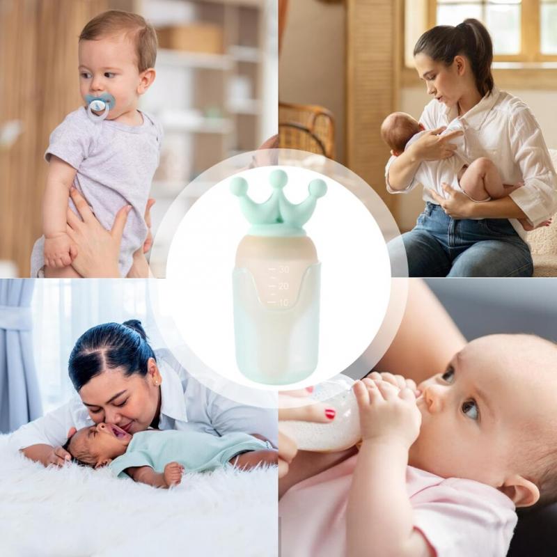 Medikamentenspender Schnuller-Flasche für Kleinkinder - Medikamentenflasche in Kronenform für das Trinktraining, Blaue Farbe, Reise, Kinderzimmer