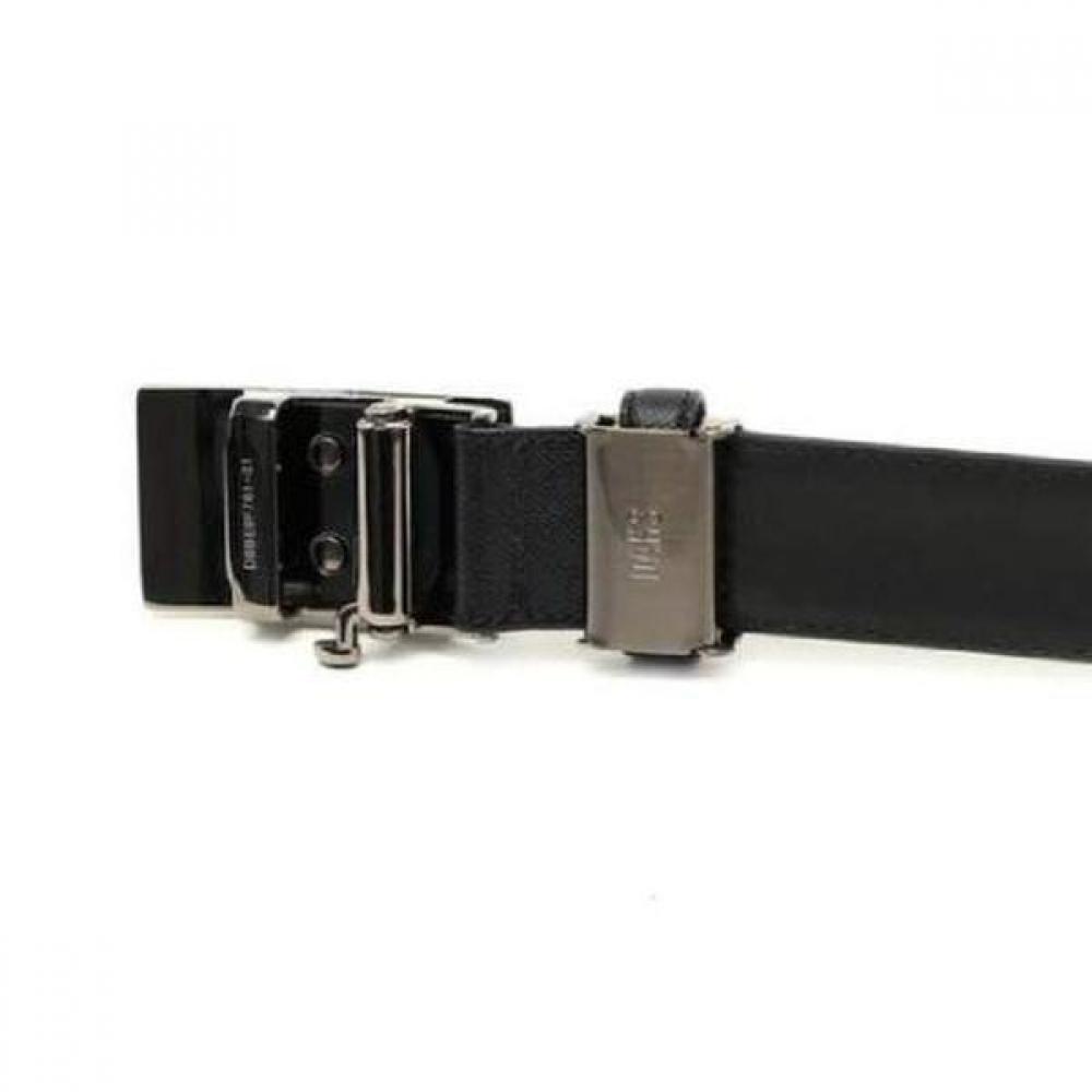 Daks Black Check Pattern Silver Point Leather Automatic Belt Dbbe3e761bk