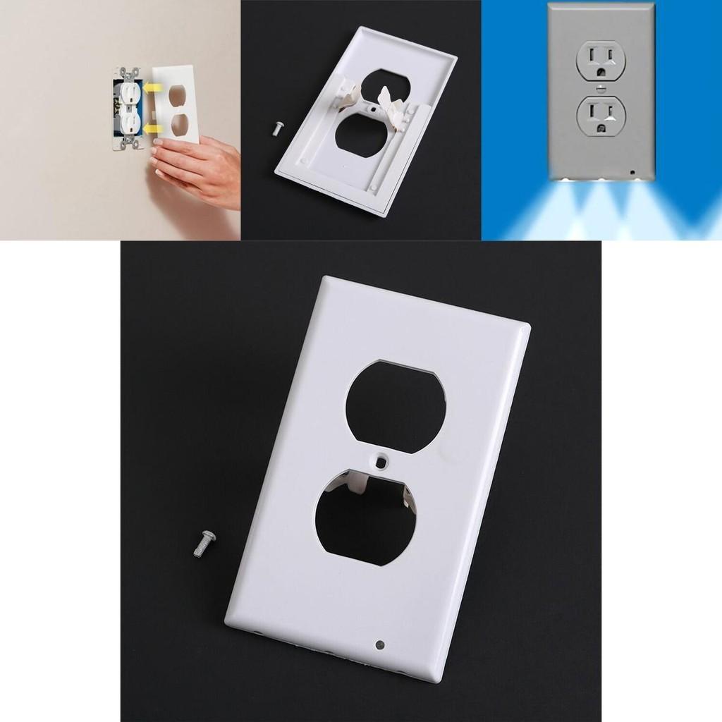 Versatile Wall Outlet Cover Socket Plate With Led Night Light Sensor For Safe Use