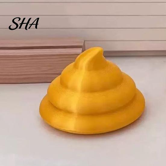 Crack-resistant Sculpture 3D Printed Golden Poop Rotating Figurine, Luck Fortune Desk Decor, Funny Car Burr-free Figurine Accessory with Turnable