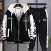 Übergröße Herren Hoodie Strickjacke & Jacke Set - Teenager Frühling/Herbst Stil - Gutaussehendes Zweiteiliges Sportswear für Mittelschüler