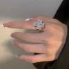 Gold Color Rotatable Korean Style Spinning Zircon Rings Four-leaf Clover Rings Women Finger Rings