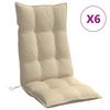 High Back Seat Cushions 6 Pcs Beige Oxford Fabric