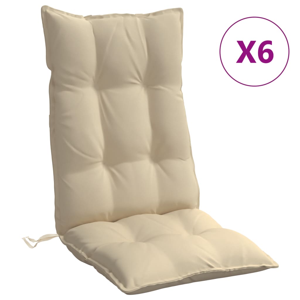 High Back Seat Cushions 6 Pcs Beige Oxford Fabric