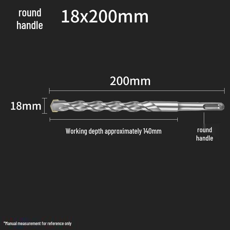 Square Shank 4-Flute Impact Drill Bit for Concrete, Round Shank 2-Flute Hole-Enlarging Drill Bit 150MM