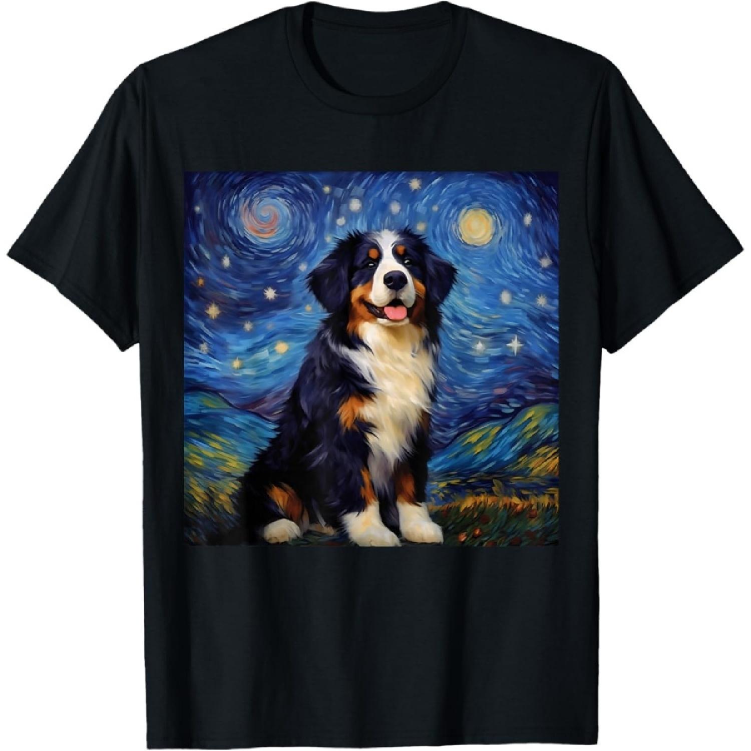 Surreal Starry Night Bernese Mountain Dog T-Shirt S