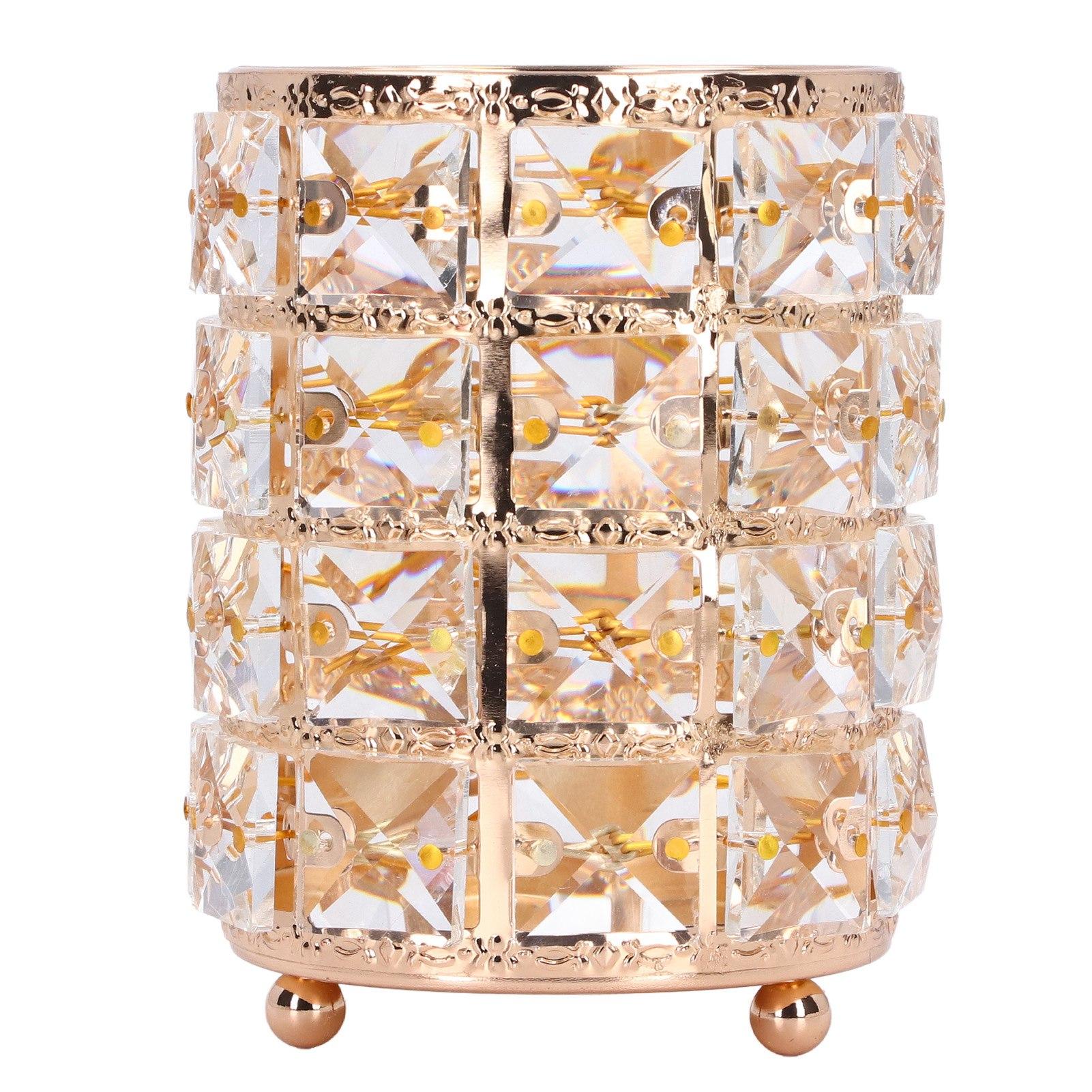 

Держатель для кистей для макияжа Crystal в европейском стиле, круглый, хрустальный стеклянный органайзер для косметики Silver золотой