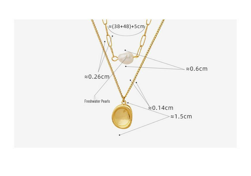 European Double-Layer Freshwater Pearl Pendant Necklace for Women, Gold-Plated Clavicle Design, P831