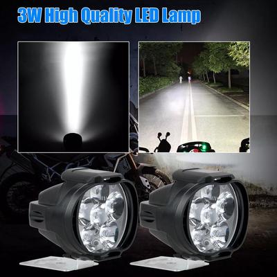2pcs LED Headlights Motorcycle White Super Bright Auxiliary Working Front Light Scooter Spotlight Additional Spotlight Fog Light