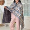 Flannel Multi-function Shawl Blanket Keep Warm Thick Plaid Blanket  for Women and Office Use