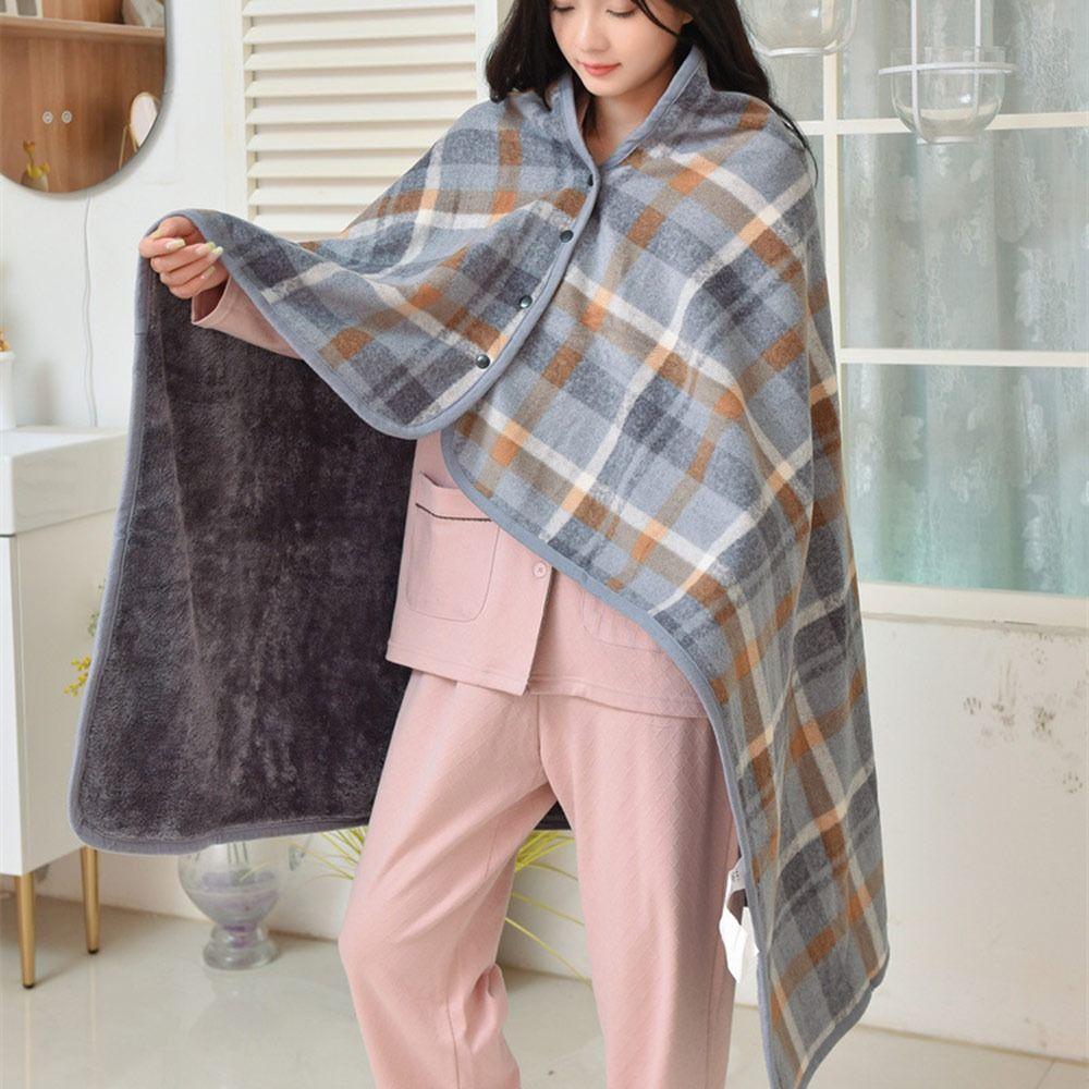 Flannel Multi-function Shawl Blanket Keep Warm Thick Plaid Blanket  for Women and Office Use