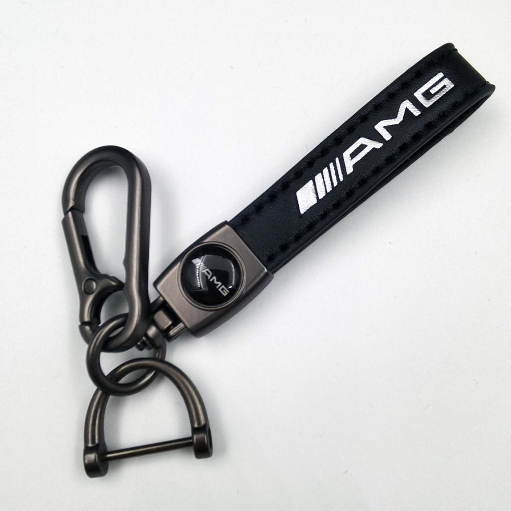 GLC GLB 1Pcs Car Metal Key Chain Gift Leather Emblem Key Ring For Mercedes Benz AMG W203 W206 W220 W205 W211 W212 W201 W210 W10