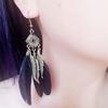 Bohemian Retro Style Feather Fringed Earrings, Bronze Leaves Elegant Exaggerated Earrings Women's Ear Jewelry