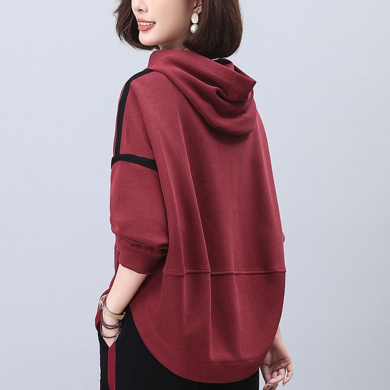 Women's Stylish 2024 Spring/Autumn Age-Reducing Loose Hoodie for Middle-Aged and Petite Fashion