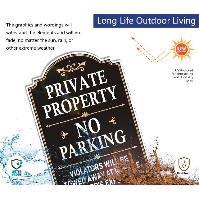 Private Property No Parking Violators Will Be Towed Away at Vehicle Owner's Expense Sign 12" x 18" Metal Rust-Free Aluminum UV Protected Sturdy 2