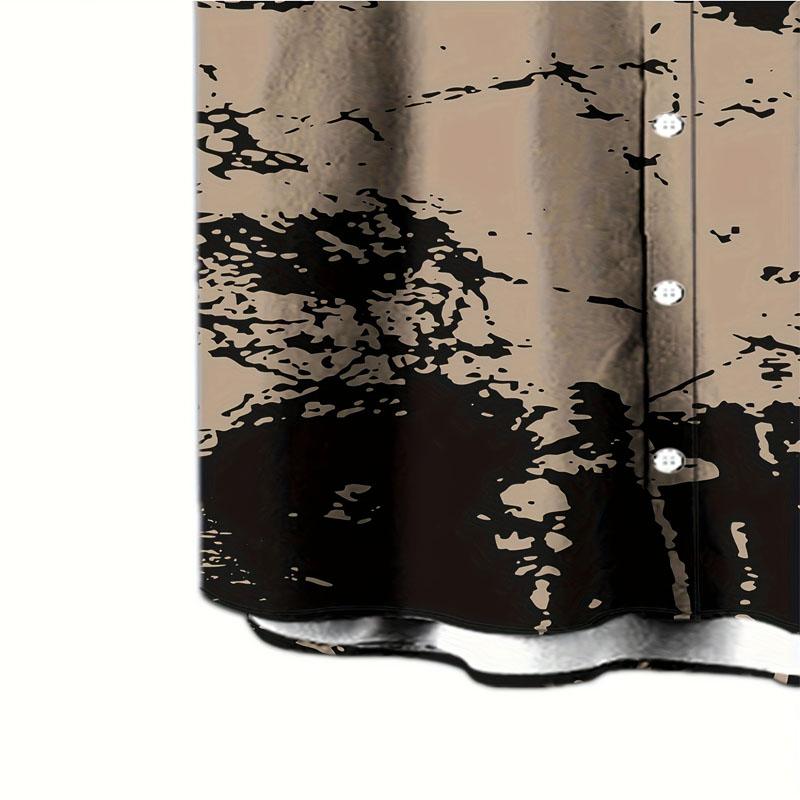 Random Graffiti Pattern Printed Men's Short Sleeved Button Up Lapel Shirt Suitable for Summer Vacation Hawaii Style