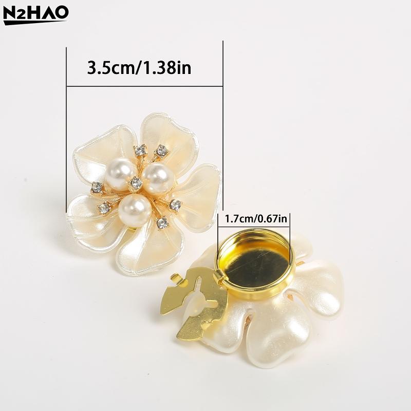 Perlenblumen-Knopfabdeckung Strassbesetzte Clips Abnehmbare Manschettenknöpfe Knopfabdeckung Für Damen Hemden Basteln DIY