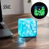 Ice Cube Sensory Toy Stress Relief Toy, Glow-in-the-Dark Snowflake Filled Cube, Clear Luminous Adults and Kids